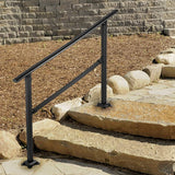 VEVOR Outdoor Stair Railing Fits for 1 to 3 Steps Transitional Wrought Iron Handrail Adjustable Exterior Stair Railing