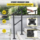 VEVOR Outdoor Stair Railing Fits for 1 Step Transitional Wrought Iron Handrail Adjustable Exterior Stair Railing