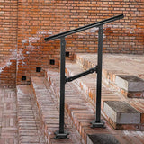 VEVOR Outdoor Stair Railing Fits for 1 Step Transitional Wrought Iron Handrail Adjustable Exterior Stair Railing