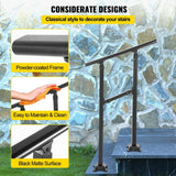 VEVOR Outdoor Stair Railing Fits for 1 Step Transitional Wrought Iron Handrail Adjustable Exterior Stair Railing