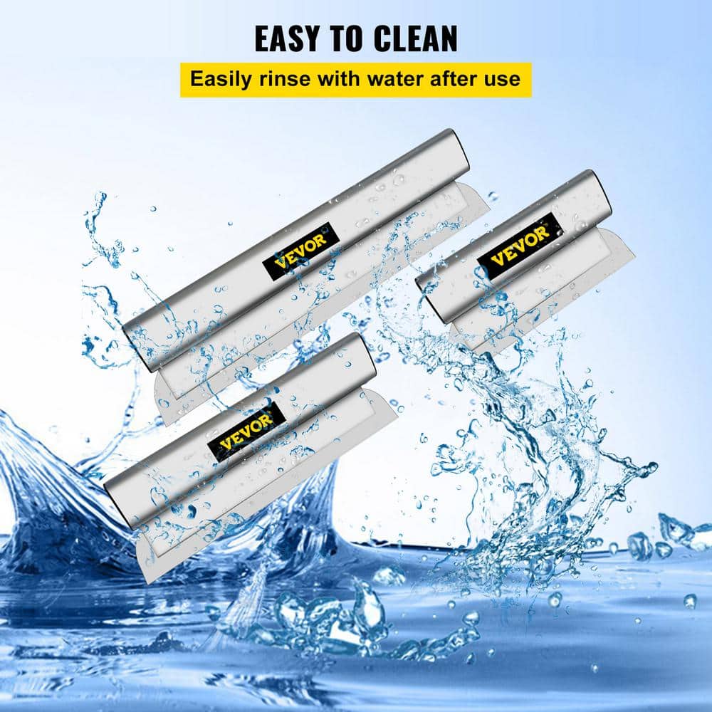 VEVOR Drywall Skimming Blade Set 10 In. 24 In. 32 In. Blades and 35 In. to 78 In. Extension Handle Stainless Steel Knife