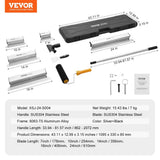 VEVOR Drywall Skimming Blade Set, 7/10/14/16/24 in. Skimming Blades +34 in. -81.6 in. Extension Handle Pole, Skim Coat Tools