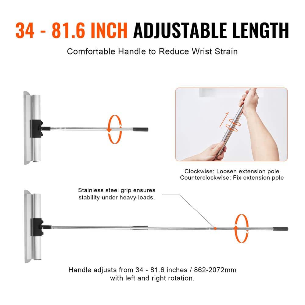 VEVOR Drywall Skimming Blade Set 7 in./10 in./14 in./16 in./24 in. Skimming Blades with 34 in. - 81 in. Extension Handle Pole