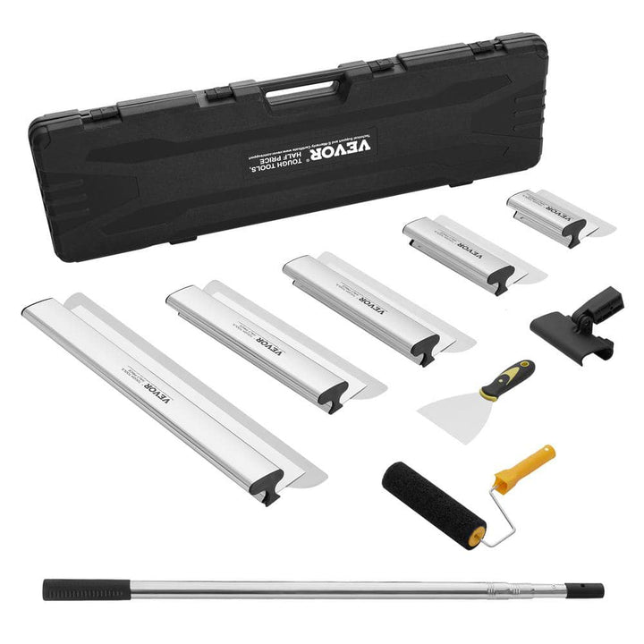 VEVOR Drywall Skimming Blade Set 7 in./10 in./14 in./16 in./24 in. Skimming Blades with 34 in. - 81 in. Extension Handle Pole