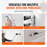 VEVOR Drywall Skimming Blade Set 7 in./10 in./14 in./16 in./24 in. Skimming Blades with 34 in. - 81 in. Extension Handle Pole