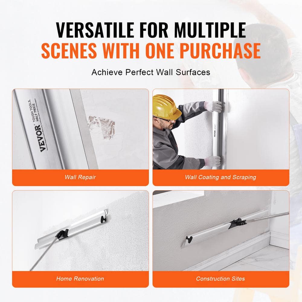 VEVOR Drywall Skimming Blade 48 in. Smoothing Knife Stainless Steel Blade Professional Skim Coat Tools For Drywall Wipe