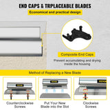 VEVOR Drywall Skimming Blade 32 In. Smoothing Knife European Stainless Steel Construction Knife Aluminum Blade Profile