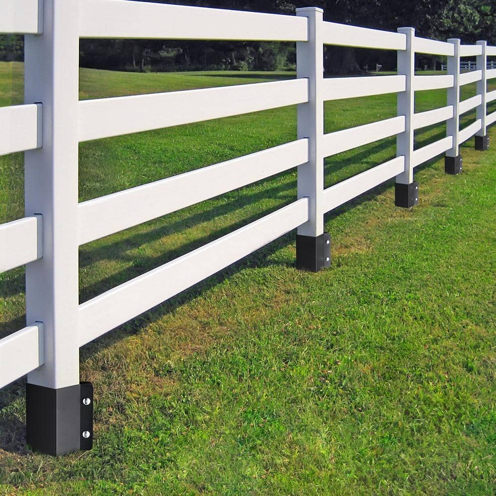 VEVOR Fence Post Anchor Ground Spike 8-Pack 36 in. x 4 in. x 4 in. Outer Diameter Metal Black Powder Coated Post Stake Ground.