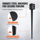 VEVOR Fence Post Anchor Ground Spike 8-Pack 36 in. x 4 in. x 4 in. Outer Diameter Metal Black Powder Coated Post Stake Ground.