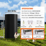 VEVOR Hardware Cloth 24 in. x 100 ft. Galvanized Wire Mesh Roll 19 Gauge Chicken Wire Fence Roll