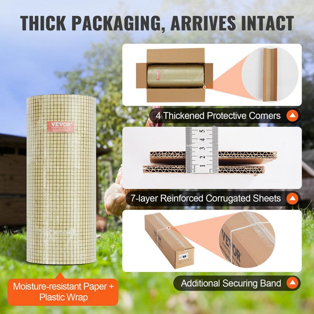 VEVOR Hardware Cloth 24 in. x 100 ft. Galvanized Wire Mesh Roll 19 Gauge Chicken Wire Fence Roll
