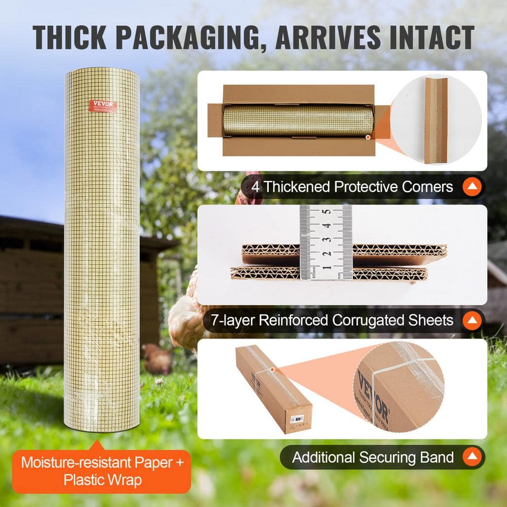 VEVOR Hardware Cloth 0.001 in. x 4 ft. x 50 ft. Galvanized Wire Mesh Roll 19 Gauge Chicken Wire Fence Roll Hardware Cloth