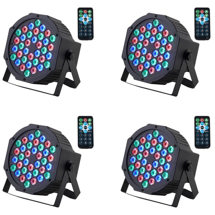 VEVOR 36LED RGB Stage Light PAR20 8-Watt 4000K Light 7-Mode DMX Beam Disco Light 1 Bulb Included Indoor (4-Pack)