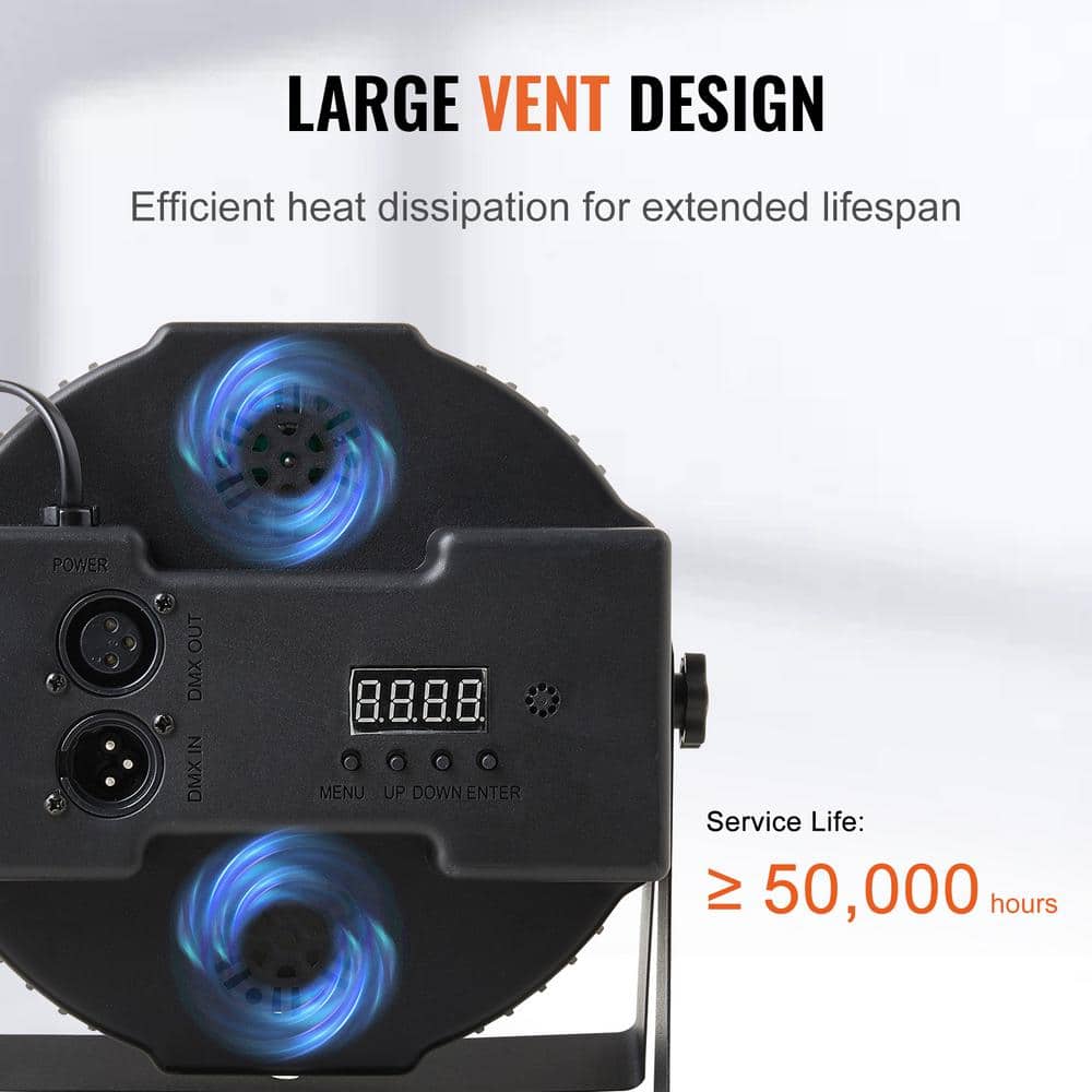 VEVOR 36LED RGB Stage Light PAR20 8-Watt 4000K Light 7-Mode DMX Beam Disco Light 1 Bulb Included Indoor (4-Pack)