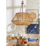 Progress Lighting Laila Collection 22.37 in. 4-Light Vintage Brass Chandelier with Woven Jute Accents