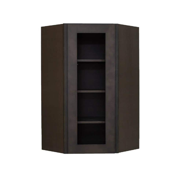 LIFEART CABINETRY Lancaster Shaker Assembled 24 in. x 42 in. x 15 in. Wall Diagonal Corner Mullion Door Cabinet in Vintage Charcoal