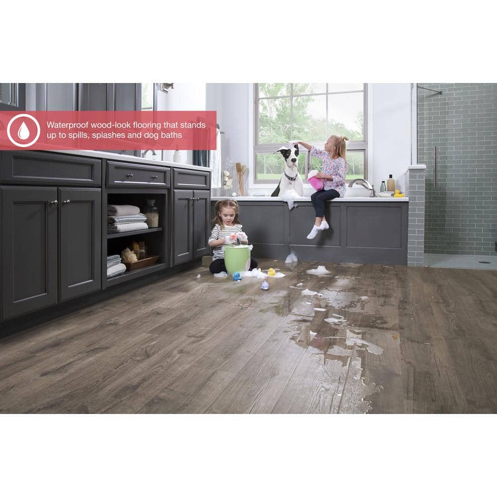 Pergo Outlast+ Vintage Pewter Oak 12 mm T x 7.4 in. W Waterproof Laminate Wood Flooring (19.63 sqft/case)