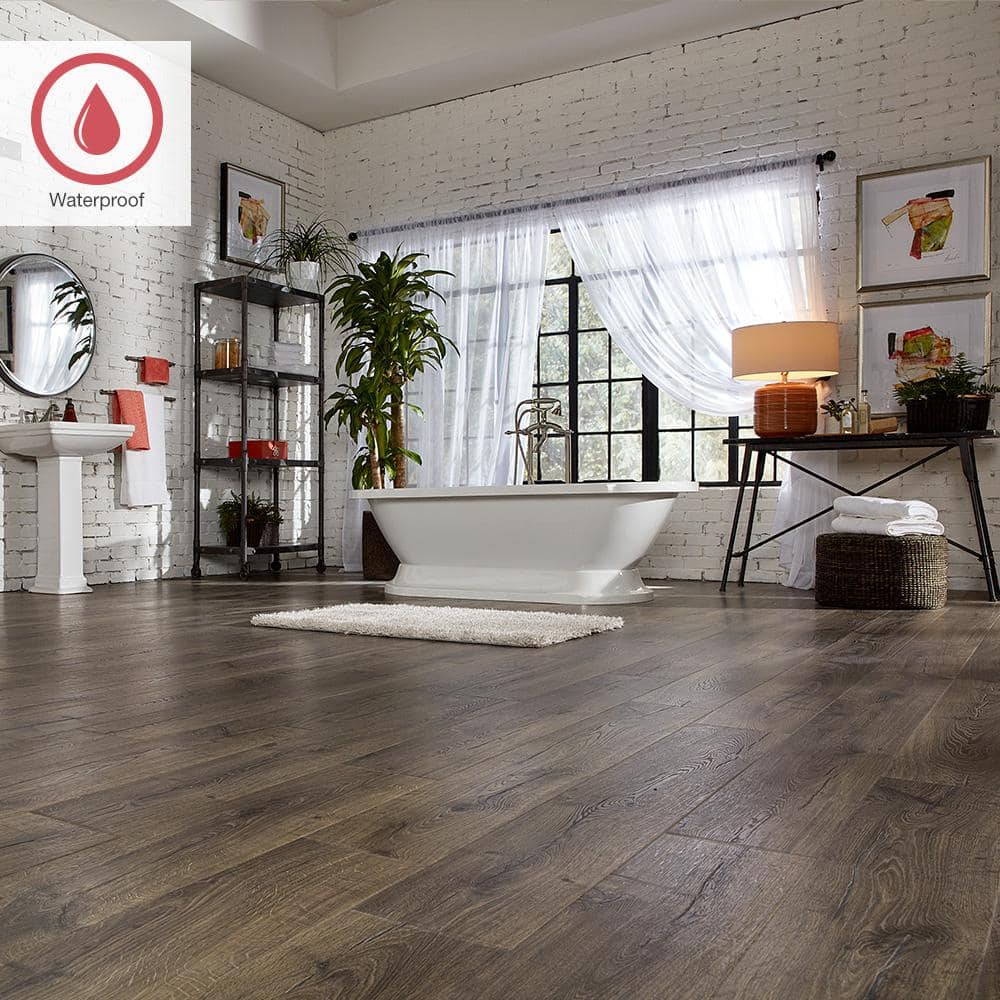 Pergo Outlast+ Vintage Pewter Oak 12 mm T x 7.4 in. W Waterproof Laminate Wood Flooring (19.63 sqft/case)