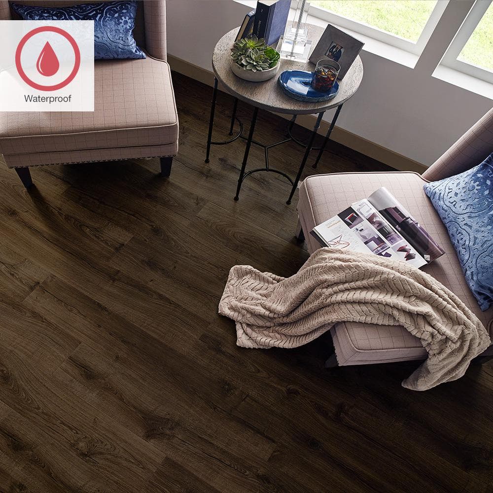 Pergo Outlast+ Vintage Tobacco Oak 12 mm T x 7.4 in. W Waterproof Laminate Wood Flooring (19.63 sq. ft./case)