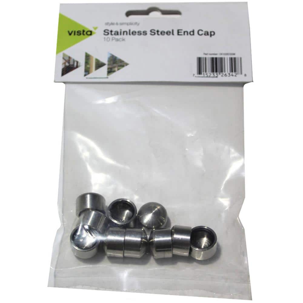 Vista Stainless Steel End Caps for Cable Railing Bag of 10
