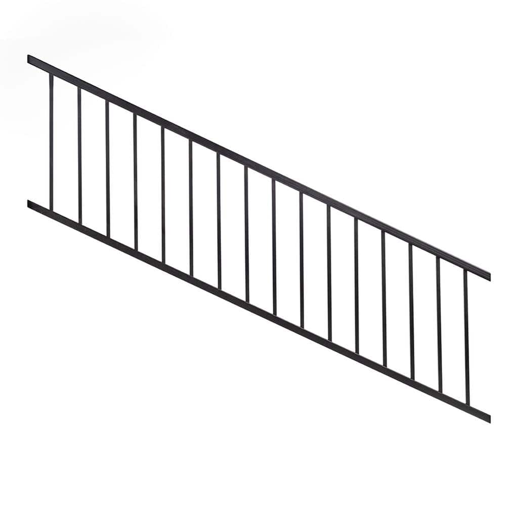 Vista 36 in. H x 96 in. W Black Aluminum Stair Railing Kit