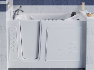 Universal Tubs HD Series 60 in. Right Drain Quick Fill Walk-In Whirlpool Bath Tub with Powered Fast Drain – White