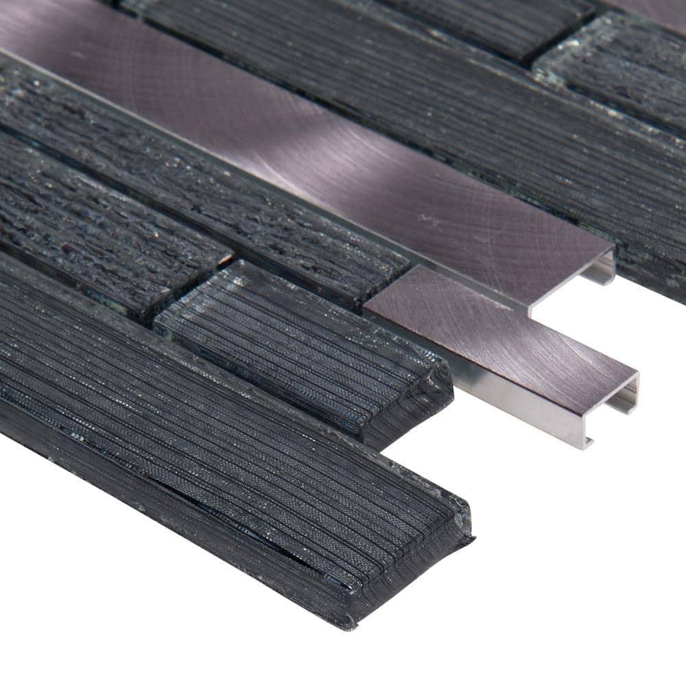 MS International Volcanic Luxe Interlocking 12 x 12 Glass/Metal Mosaic Wall Tile, Mesh-Mounted
