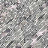 MS International Volcanic Luxe Interlocking 12 x 12 Glass/Metal Mosaic Wall Tile, Mesh-Mounted