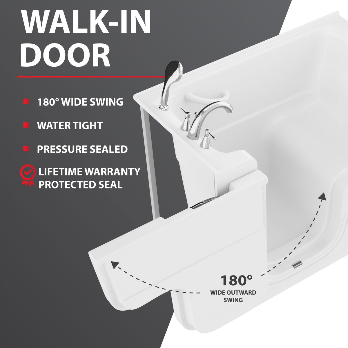 Universal Tubs HD Series 2953WCA Wheelchair Accessible 53 in. Walk-In Whirlpool Bathtub, White, with 1.6 GPF Single-Flush Toilet