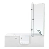 Laydown 72 in. Walk‑In Whirlpool Bathtub in White with 5‑Piece Fast‑Fill Faucet, RHS Drain, Right‑Hinged Middle Glass Door