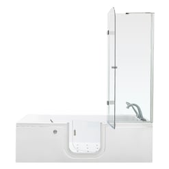 Ella Laydown 72 in. Walk-in Whirlpool Bathtub in White with Left-Hinged Middle Glass Door and 2 in. Left Drain