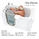 Deluxe 55 in. Walk-In Whirlpool and Air Bath Bathtub in White, Thermostatic Faucet, Digital Control, LH 2 in. Dual Drain