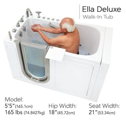 Deluxe 55 in. Walk-In Whirlpool and Air Bath Bathtub in White, Thermostatic Faucet, Digital Control, RH 2 in. Dual Drain