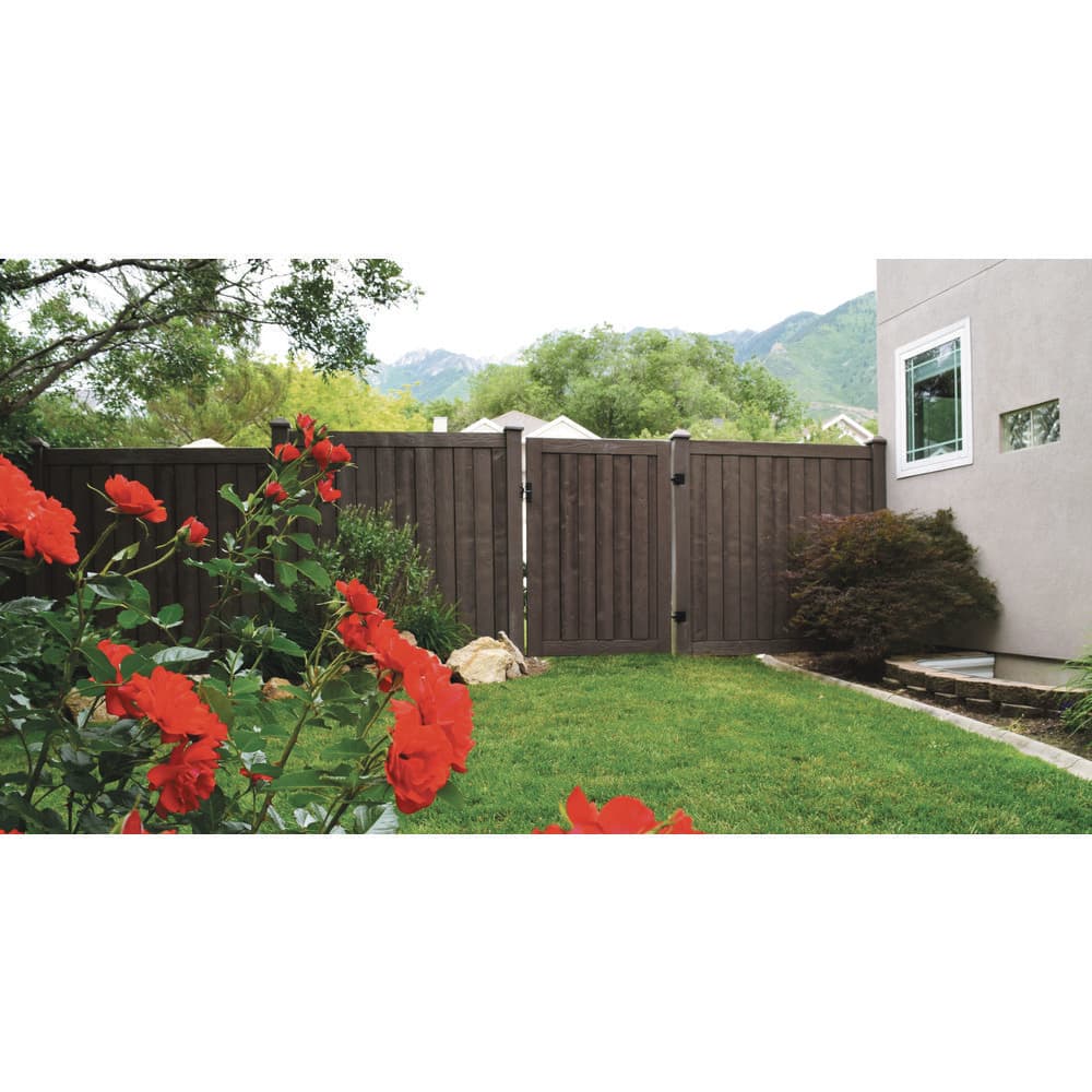SimTek Ashland 6 ft. x 6 ft. Dark/Walnut Brown Composite Privacy Fence Panel