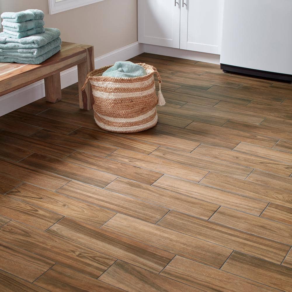 Baker Wood Walnut 6 in. x 24 in. Glazed Porcelain Floor and Wall Tile (392.85 sq. ft./Pallet)