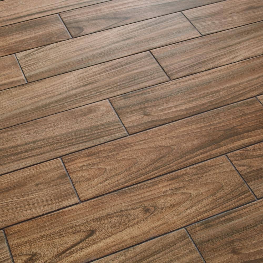 Baker Wood Walnut 6 in. x 24 in. Glazed Porcelain Floor and Wall Tile (392.85 sq. ft./Pallet)