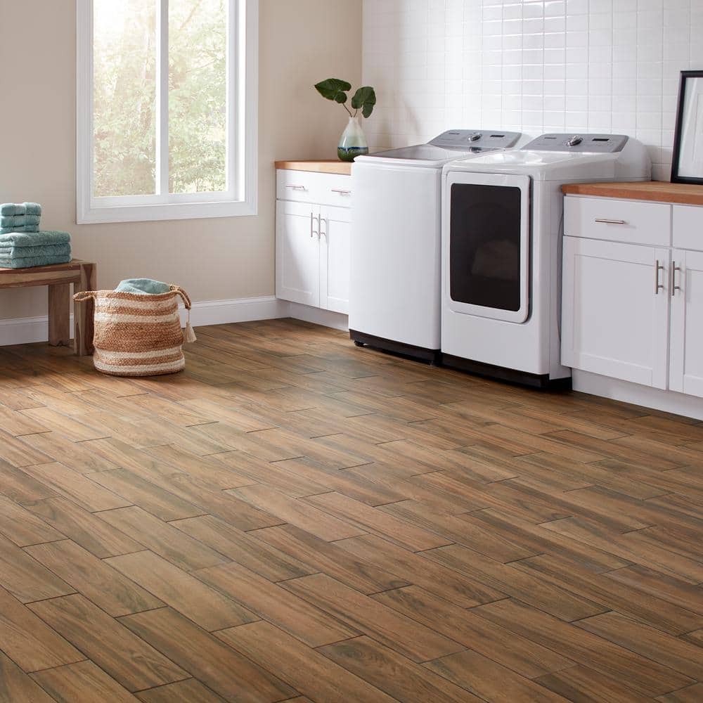 Baker Wood Walnut 6 in. x 24 in. Glazed Porcelain Floor and Wall Tile (392.85 sq. ft./Pallet)