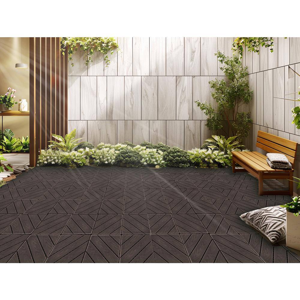 WRIGHTMASTER 1.02ft. x 1.02ft. Quick Deck Plastic Interlocking Deck Tile in Walnut Diagonal Stripes (36 sq. ft. per Box)