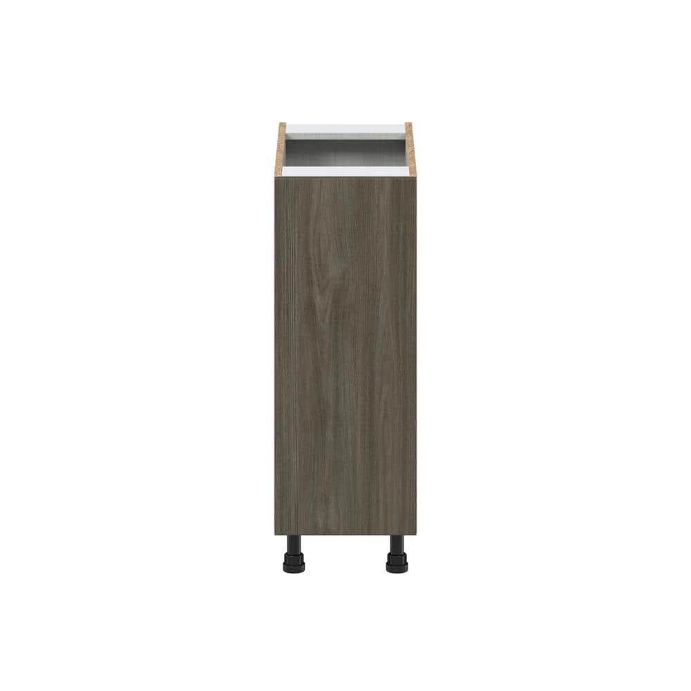 J COLLECTION Medora Textured Slab Walnut Assembled Pullout Left Spice Rack Kitchen Cabinet (12 in. W x 34.5 in. H x 24 in. D)