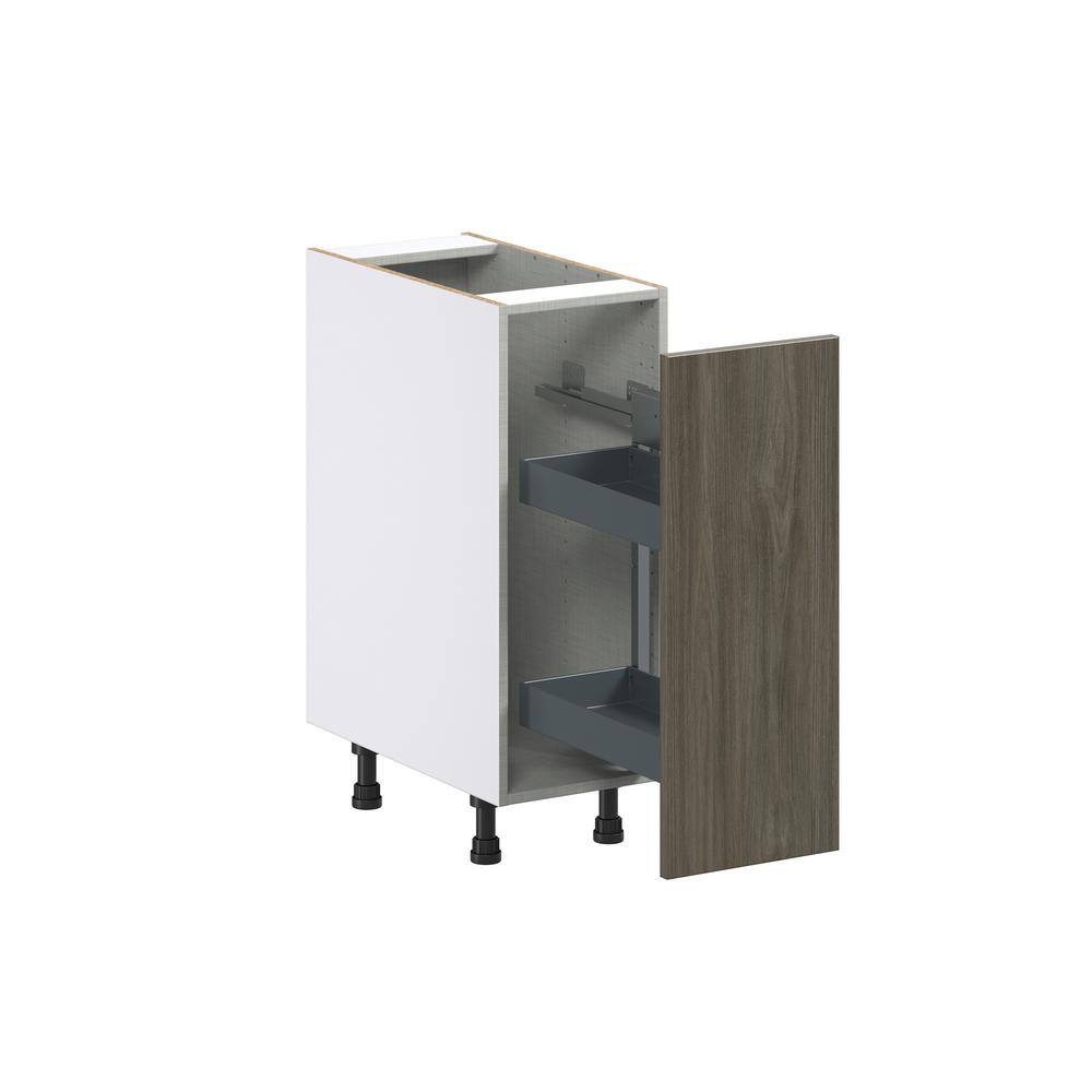 J COLLECTION Medora Textured Slab Walnut Assembled Pullout Right Spice Rack Kitchen Cabinet (12 in. W x 34.5 in. H x 24 in. D)
