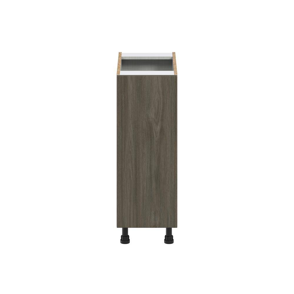 J COLLECTION Medora Textured Slab Walnut Assembled Pullout Right Spice Rack Kitchen Cabinet (12 in. W x 34.5 in. H x 24 in. D)