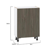 J COLLECTION 24 in. W x 34.5 in. H x 14 in. D Medora textured Slab Walnut Assembled Shallow Base Kitchen Cabinet with Inner Drawers