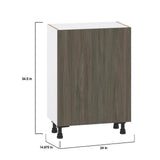 J COLLECTION 24 in. W x 14 in. D x 34.5 in. H Medora Textured Slab Walnut Assembled Shallow Base Kitchen Cabinet with Inner Drawers