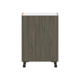 J COLLECTION 24 in. W x 14 in. D x 34.5 in. H Medora Textured Slab Walnut Assembled Shallow Base Kitchen Cabinet with Inner Drawers