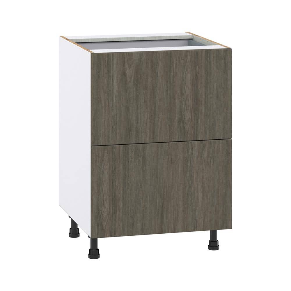 J COLLECTION Medora Textured 24 in. W x 34.5 in. H x 24 in. D in Slab Walnut Assembled Base Kitchen Cabinet with Inner Drawer