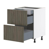 J COLLECTION Medora Textured 24 in. W x 34.5 in. H x 24 in. D in Slab Walnut Assembled Base Kitchen Cabinet with Inner Drawer