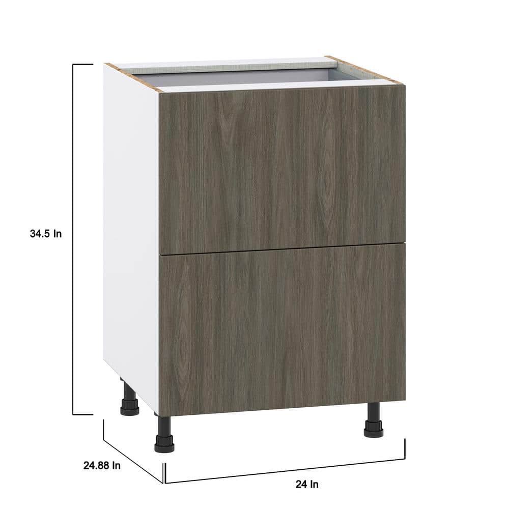 J COLLECTION Medora Textured 24 in. W x 34.5 in. H x 24 in. D in Slab Walnut Assembled Base Kitchen Cabinet with Inner Drawer