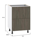 J COLLECTION Medora Textured 24 in. W x 34.5 in. H x 24 in. D in Slab Walnut Assembled Base Kitchen Cabinet with Inner Drawer