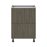 J COLLECTION Medora Textured 24 in. W x 34.5 in. H x 24 in. D in Slab Walnut Assembled Base Kitchen Cabinet with Inner Drawer