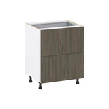 J COLLECTION Medora Textured 27 in. W x 34.5 in. H x 24 in. D in Slab Walnut Shaker Assembled Base Kitchen Cabinet with 3 Drawers